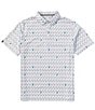 Color:Bright White - Image 1 - Novelty Print Short Sleeve Golf Polo Shirt