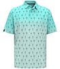 Color:Limpet Shell - Image 1 - Ombre Mojito Print Short Sleeve Polo Golf Shirt