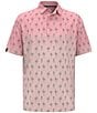 Color:Candy Pink - Image 1 - Ombre Mojito Print Short Sleeve Polo Golf Shirt
