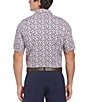 Color:Peach/Navy - Image 2 - Short Sleeve Abstract Golf Ball Print Polo Golf Shirt