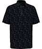 Color:Caviar - Image 1 - Short Sleeve Allover Chevron Print Golf Polo Shirt