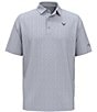 Color:Chambray - Image 1 - Short Sleeve Chevron-Printed Golf Polo Shirt