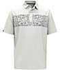 Color:Bright White - Image 1 - Short Sleeve Coastal Outline Print Golf Polo Shirt