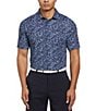 Color:Peacoat - Image 1 - Short Sleeve Essential Drink Print Golf Polo Shirt