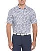Color:Bright White/Blue Multi - Image 1 - Short Sleeve Essential Drink Print Golf Polo Shirt