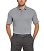 Color:Asphalt - Image 1 - Fine Line Stripe Print Short Sleeve OptiDri™ Polo Shirt