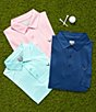 Color:Peacoat - Image 4 - Fine Line Stripe Print Short Sleeve OptiDri™ Polo Shirt