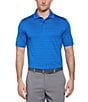 Color:Lapis Blue - Image 1 - Short Sleeve Ventilated Fine Line Striped Polo Shirt