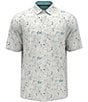 Color:Bright White - Image 1 - Short Sleeve Golf Theme Printed Polo Shirt