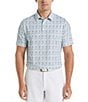 Color:Bright White - Image 1 - Short Sleeve Novelty Print Golf Polo Shirt