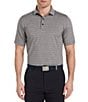 Color:Black Heather - Image 1 - Short Sleeve Soft Touch Stripe Golf Polo Shirt
