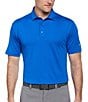 Color:Lapis Blue - Image 1 - Short Sleeve Solid Knit Polo Shirt