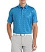 Color:Vallarta Blue - Image 1 - Short Sleeve Trademark Shape Shifter Abstract Chevron Print Golf Polo Shirt