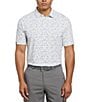 Color:Bright White - Image 1 - Short-Sleeve Vineyard Print Golf Polo Shirt