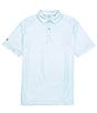 Color:Aruba Blue - Image 1 - Short Sleeve Swing Tech™ Chevron Foulard Print Polo Shirt