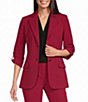 Calvin Klein Woven Crepe Notch Collar 3/4 Sleeve 2 Front Button Blazer - Image 1