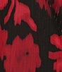 Color:Black Red - Image 3 - 3/4 Sleeve V-Neck Floral Metallic Chiffon Dress