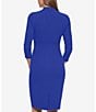 Color:Ultramarine - Image 2 - 3/4 Sleeve V-Neck Scuba Crepe Sheath Dress