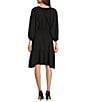 Color:Black - Image 2 - 3/4 Sleeve V-Neck Tiered Skirt Sheath Dress