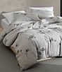 Color:Grey - Image 6 - Aquarelle Floral Printed Melange Gauze Comforter Mini Set