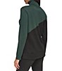 Color:Cypress/Black - Image 2 - Asymmetrical Color Block Turtleneck Long Sleeve Sweater