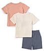 Color:Assorted - Image 2 - Baby Boys 12-24 Months Short-Sleeve Color Block Jersey Tee, Short-Sleeve Logo Jersey Tee & French Terry Shorts Set