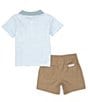 Color:Assorted - Image 2 - Baby Boys 12-24 Months Short Sleeve Striped Jersey Polo Shirt & Solid Twill Shorts Set
