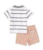 Color:Assorted - Image 2 - Baby Boys 12-24 Months Short Sleeve Jersey Polo Shirt & Solid Twill Shorts Set