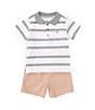 Color:Assorted - Image 3 - Baby Boys 12-24 Months Short Sleeve Jersey Polo Shirt & Solid Twill Shorts Set