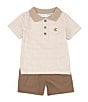 Color:Assorted - Image 1 - Baby Boys 12-24 Months Short-Sleeve Striped Jersey Polo Shirt & Solid Twill Shorts Set