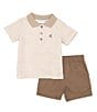 Color:Assorted - Image 2 - Baby Boys 12-24 Months Short-Sleeve Striped Jersey Polo Shirt & Solid Twill Shorts Set