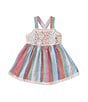 Color:Assorted - Image 1 - Calvin Klein Baby Girls' 12-24 Months Sleeveless Striped Lace Overlay A-Line Dress