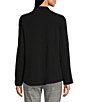 Color:Black - Image 2 - Banded Collar Pocket Detail Long Roll-Tab Sleeve Blouse