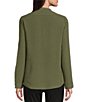 Color:Caper - Image 2 - Banded Collar Pocket Detail Long Roll-Tab Sleeve Blouse