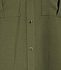 Color:Caper - Image 4 - Banded Collar Pocket Detail Long Roll-Tab Sleeve Blouse