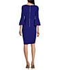 Calvin Klein 3/4 Bell Sleeve Boat Neck Sheath Dress, Color:Ultramarine - Image 2