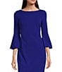 Calvin Klein 3/4 Bell Sleeve Boat Neck Sheath Dress, Color:Ultramarine - Image 3