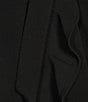 Color:Black - Image 3 - Boat Neck Short Sleeve Belted Ruffle Hem Faux Wrap Dress