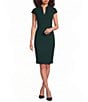 Calvin Klein Cap Sleeve Split V-Neck Scuba Crepe Sheath Dress - Image 1