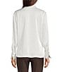 Calvin Klein Charmeuse Deep V-Neck Long Sleeve Blouse, Color:Buff - Image 3