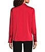 Calvin Klein Charmeuse Deep V-Neck Long Sleeve Blouse, Color:Cherry Red - Image 3