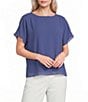 Calvin Klein Chiffon Crew Neck Short Flutter Sleeve Blouse - Image 1