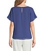 Calvin Klein Chiffon Crew Neck Short Flutter Sleeve Blouse - Image 2