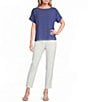 Calvin Klein Chiffon Crew Neck Short Flutter Sleeve Blouse - Image 3