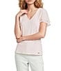 Calvin Klein Chiffon Crew Neck Short Flutter Sleeve Blouse - Image 1