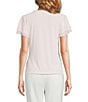 Calvin Klein Chiffon Crew Neck Short Flutter Sleeve Blouse - Image 2