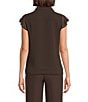 Calvin Klein Chiffon Flutter Sleeve Point Collar Ruffle Button Front Blouse - Image 2