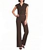 Calvin Klein Chiffon Flutter Sleeve Point Collar Ruffle Button Front Blouse - Image 3