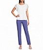 Calvin Klein Chiffon Mixed Media Crew Neck Cap Flutter Sleeve Top - Image 3