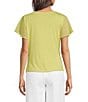 Calvin Klein Chiffon Mixed Media Crew Neck Cap Flutter Sleeve Top - Image 2